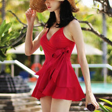 Load image into Gallery viewer, Push Up Tankini Swimsuit Women 2021 One-piece Swim Dress Korea Retro Onepiece Swimming Suit For Women Bathing Suit With Shorts