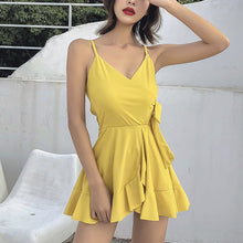 Load image into Gallery viewer, Push Up Tankini Swimsuit Women 2021 One-piece Swim Dress Korea Retro Onepiece Swimming Suit For Women Bathing Suit With Shorts