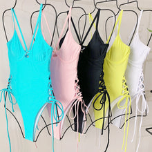Load image into Gallery viewer, Push Up Women Swimwear One Piece Swimsuit Female Solid Monokini Bandage Swim Suits Sexy Bathing Suit Swimming Beachwear Monokini