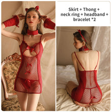 Load image into Gallery viewer, Pussy Nightdress Women Sexy Lingerie Exotic Lace Skirt Thong Set Femme Porno Sexi See-through Seduction Dot Gauze Slutty Clothes