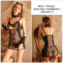 Load image into Gallery viewer, Pussy Nightdress Women Sexy Lingerie Exotic Lace Skirt Thong Set Femme Porno Sexi See-through Seduction Dot Gauze Slutty Clothes