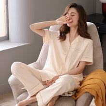 Load image into Gallery viewer, Pyjamas Women&#39;s 100% Cotton 2-piece Pajamas Short Sleeve XXL Sleepwear Summer Pijama Female Soild Colour Home Wear