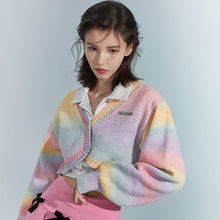 Load image into Gallery viewer, Rainbow Knitted Cardigan Sweater Women Sweet Patchwork Slim Short Coat Female Casual Korean Fashion Knitwear Sweater 2021 Autumn