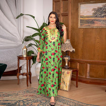 Load image into Gallery viewer, Ramadan Eid  Dubai Moroccan Kaftan Arabic Oman Turkey Islamic Clothing Fashion Muslim Abaya Green 2021 Dress For Women
