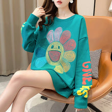 Load image into Gallery viewer, Real Shot Autumn Loose Large Size Mid-Length Pullover Round Neck 2021 Fashion Korean Hoodies Oversize Loose Causal Pullover Tops
