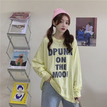 Load image into Gallery viewer, Real Shot Korean Style Letter Print Pullover Long Sleeve 2021 Fashion Korean Hoodies Oversize Loose Causal Pullover Tops Female
