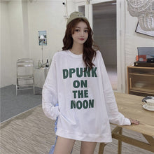 Load image into Gallery viewer, Real Shot Korean Style Letter Print Pullover Long Sleeve 2021 Fashion Korean Hoodies Oversize Loose Causal Pullover Tops Female
