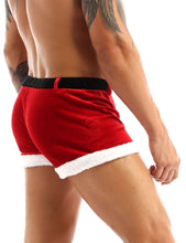 Load image into Gallery viewer, Red Mens Christmas Santa Claus Boxer Shorts Soft Velvet Tight Christmas Fancy Party Cosplay Costume Underwear Panties