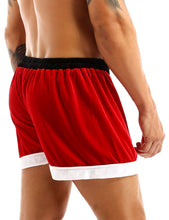 Load image into Gallery viewer, Red Mens Novelty Santa Claus Loose Casual Boxer Shorts Flannel Belt Pattern Christmas Santa Cosplay Costume Underwear Panties