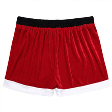 Load image into Gallery viewer, Red Mens Novelty Santa Claus Loose Casual Boxer Shorts Flannel Belt Pattern Christmas Santa Cosplay Costume Underwear Panties