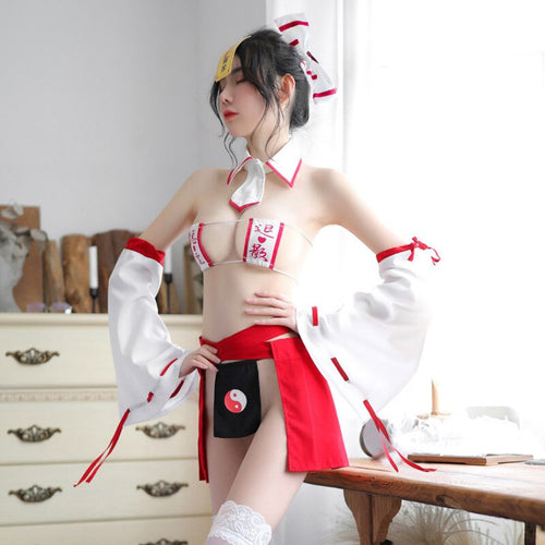 Retro Anime Psychic Cosplay Costumes Women Chinese Han fu Witch Uniform Hanfu Sexy underwear Club Bikini Lingerie Set Halloween