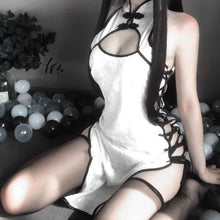 Load image into Gallery viewer, Retro Cheongsam UniformHigh Slit  Chinese Sexy Underwear Lingerie Qipao Dress Female Embroidery Erotic Dresses Costume