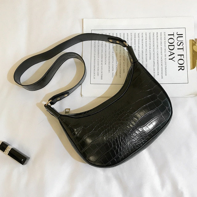 Retro Crocodile Pattern Crossbody Bags For Women 2020 Luxury Hobo Bags Women Bags Designer Saddle Bags Lady Purses And Handbags