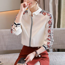 Load image into Gallery viewer, Retro Print Temperament Long-sleeved Tops New 2021 Spring Autumn Women&#39;s Shirt Elegant Slim Female Chiffon Blouse