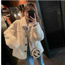 Load image into Gallery viewer, Retro Short Lamb Wool Coat Female Autumn and Winter New Plush Coat  All-match jacket Single-breasted Casual Female Outwear