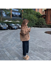 Load image into Gallery viewer, Retro Short Lamb Wool Coat Female Autumn and Winter New Plush Coat  All-match jacket Single-breasted Casual Female Outwear