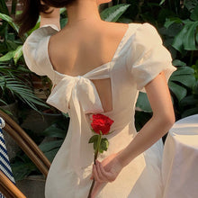 Load image into Gallery viewer, Retro Style French Square Neck Sexy Puff Sleeve Dress Girl Summer Dress Elegant Fairy Woman Prom Dress Pure White dress 2021