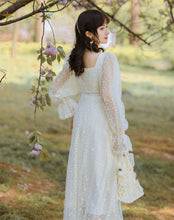 Load image into Gallery viewer, Retro White Lace Fairy Dress Woman Chic Vintage Dot Flare Sleeve Romantic Princess Dresses Vestido Festa Robe Blanche Femme