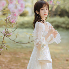 Load image into Gallery viewer, Retro White Lace Fairy Dress Woman Chic Vintage Dot Flare Sleeve Romantic Princess Dresses Vestido Festa Robe Blanche Femme