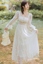 Load image into Gallery viewer, Retro White Lace Fairy Dress Woman Chic Vintage Dot Flare Sleeve Romantic Princess Dresses Vestido Festa Robe Blanche Femme
