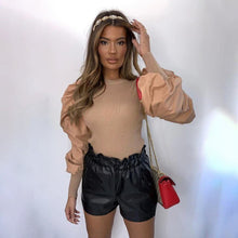 Load image into Gallery viewer, Retro Women Shirts Long Puff Sleeve Blouse 2021 Spring Autumn Fashion Female Blouses Black White Solid Tops Plus Size Clothing