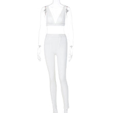 Load image into Gallery viewer, Ribbed Women 2 Pieces V Neck Bra Leggings Set Crop Top Matching Co Ords Autumn Winter Clothes Sporty Tracksuit Club