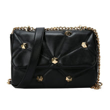 Load image into Gallery viewer, Rivets Pu Leather Brand Flap Crossbody Bags for Women 2021 Winter Designer Chain Shoulder Bag Female Handbags and Purses