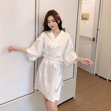 Load image into Gallery viewer, Robe Light Robes For Coverage Pajama Women&#39;S Summer Hot  Sexy Solid Color Bathrobes Silk Loose Korean Version Night Dress Women