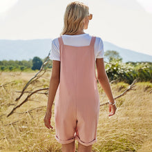 Load image into Gallery viewer, Rompers 2021 New Summer Women Playsuit Casual Loose Cotton Linen Solid Pockets Jumpsuit Overalls Wide Leg Cropped Shorts Hot