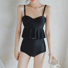 Load image into Gallery viewer, Ruffle Bikini Women Solid Swimwear High Waist Biquini Push Up Swimsuit Crop Top Pad Bathing Suit Korea Swimming Wrap Bandeau