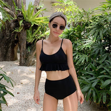 Load image into Gallery viewer, Ruffle Bikini Women Solid Swimwear High Waist Swimsuit Push Up Biquini Korea Style Bikinis Pink Bathing Suit Pad Swimming Suit