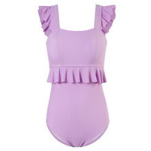 Load image into Gallery viewer, Ruffle One Piece Swimsuit Women Solid Swimwear Push Up Monokini Korea Style Swim Suit Bandeau Trikini Pad Bathing Suit Candy