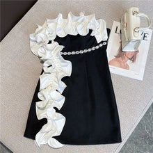 Load image into Gallery viewer, Ruffles Patchwork Diamonds Chain Strapless Elegant Women&#39;s Dress Summer 2022 leeveless Sexy Bandeau Short Fashion Party Dresss