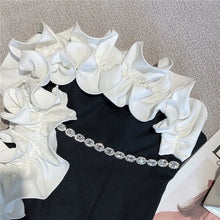 Load image into Gallery viewer, Ruffles Patchwork Diamonds Chain Strapless Elegant Women&#39;s Dress Summer 2022 leeveless Sexy Bandeau Short Fashion Party Dresss