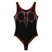 Load image into Gallery viewer, S-4XL Women Open Breast Glossy Patent Leather Bodysuit Wetlook Jumpsuit Sleeveless Zipper Crotch Erotic Clubwear Swimsuit
