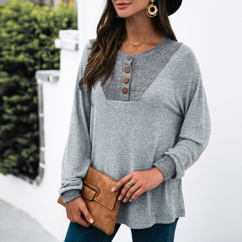 S/M/L/XL Pullovers Blouse Shirts Splice Women's Tops O-neck Loose 2021 Casual Tops Comfy New Female Tee Shirt Blusas Feminina