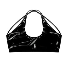 Load image into Gallery viewer, S-XXL Women Patent Leather Backless Crop Top Bra Cross Straps Wetlook Camisole Sexy Lingerie Vest Pole Dance Costume Clubwear