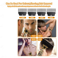 Load image into Gallery viewer, USB Electric Hair Clipper Trimmer All In One Gold Light Head  Rechargeable Hair Clipper Oil Head Hair Carving Mark Razor