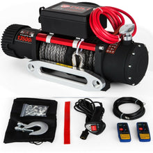 Load image into Gallery viewer, 13500LBS Electric Winch Synthetic Rope 12V Winches 4X4 with 2pcs Remote Control For Trucks RVs ATV UTV