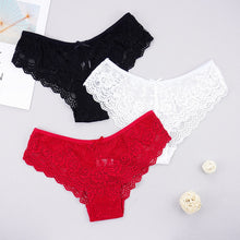 Load image into Gallery viewer, 3pcs/lots Women Briefs Sexy Full Lace Panties Hollow Out Low-waist Female Shorts Soft Solid Color Breathable Underwear Fast Ship