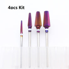 Load image into Gallery viewer, 4pcs Kit Hot! Purple Pro Whole Carbide Nail Drill Bits Nail Art Electric Drill Machine Files Nail Art Tools cut and polish