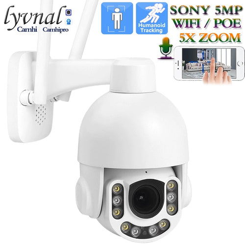 5MP Security IP Camera Wifi 4K 8MP PTZ Dome POE Full Metal 5X Zoom Two Way Audio SD Card Slot Smart IR Humanoid Auto tracking