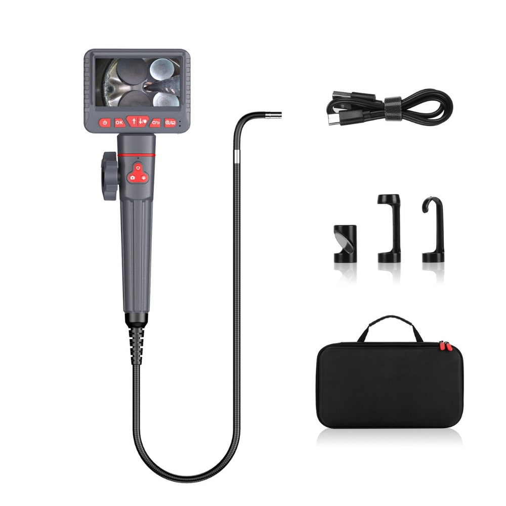 6mm Lens 2 Way 180 Degree Articulating Industrial Endoscope 1080P Auto Car Repair Steering Borescope with 6 LED  4.3 