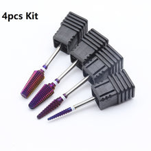 Load image into Gallery viewer, 4pcs Kit Hot! Purple Pro Whole Carbide Nail Drill Bits Nail Art Electric Drill Machine Files Nail Art Tools cut and polish