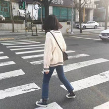 Load image into Gallery viewer, Beige Star Cute College Single Breasted Sweater Women 2022 Autumn Korean Woman Sweaters Contrast Color V-neck Knitted Cardigan