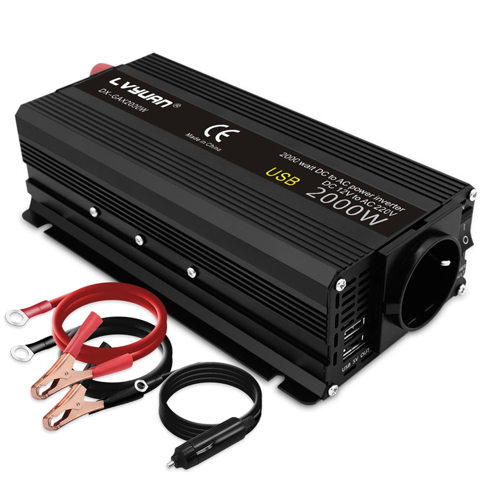 Car Inverter 12V 220V Power 500W/1500W/2000W Converter 2 USB EU Socket Webasto 12 Volts auto Inversor12v 220 v Transformer Solar