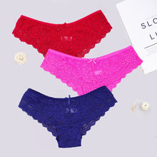 Load image into Gallery viewer, 3pcs/lots Women Briefs Sexy Full Lace Panties Hollow Out Low-waist Female Shorts Soft Solid Color Breathable Underwear Fast Ship