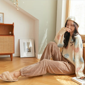 Winter Pants Bottoms for Couples Warm Thick Coral Fleece Sleep Pants Soft Pajamas for Women Plus Velvet Trousers пижама летняя