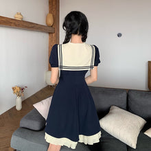 Load image into Gallery viewer, Sailor Collar Ruffles Lolita Dress Women Sweet Lace Up Dresses Japanese Harajuku Female Korean Kawaii Cute Vestidos 2022 Summer
