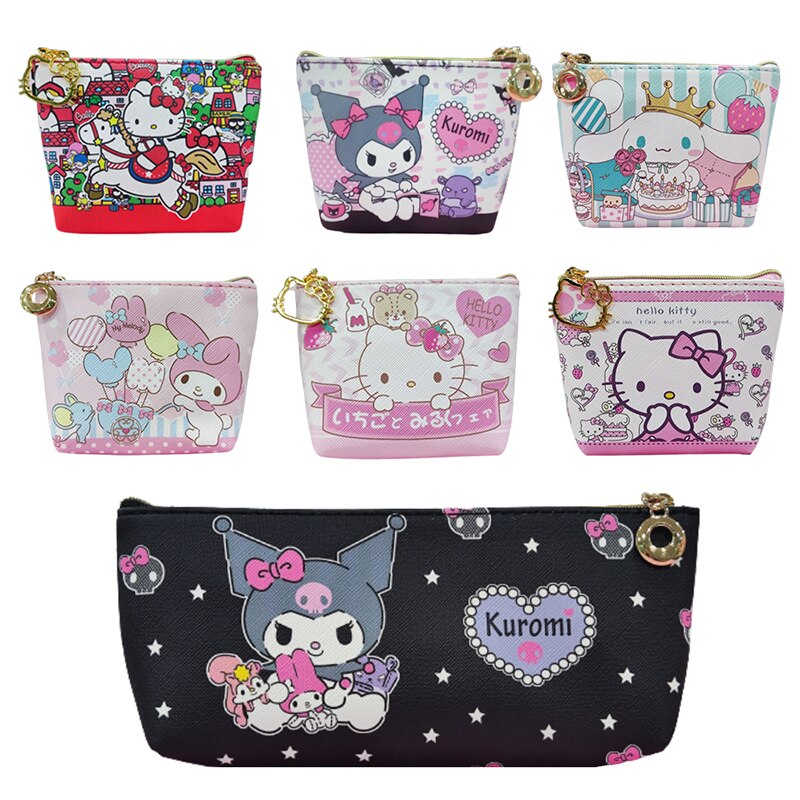 Sanrio Wallet Cheap Kawaii Cinnamoroll MyMelody Kuromi Pachacco Cartoon Leather Card Holder Cute Coin Purse Phone Case For Women